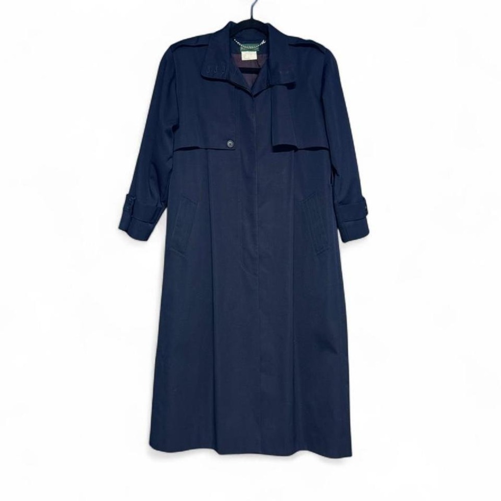 Vintage Wool Trench Coat Women's‎ Size 12 Navy Blue Harve Benard Retro 90s Twee